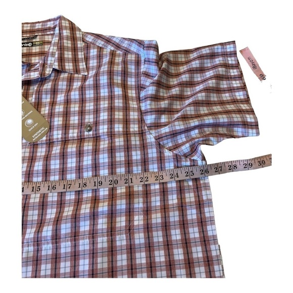 Solaris UPF Red‎ Plaid Venting Short Sleeve Moisture Wicking Mens Shirt NEW - Picture 9 of 16